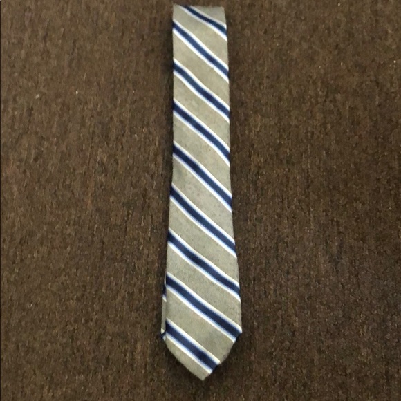 J.Ferrari Grey with blue and white stripe tie - Picture 1 of 2